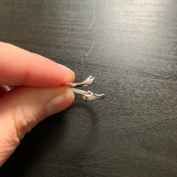 925 Sterling Silver Hug Warmth and Love HandAdjustable Ring for Women Party - Picture 2 of 7